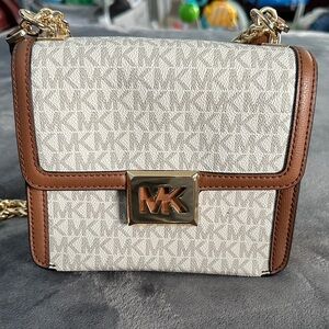 Michael Kors Cream and Brown Crossbody Bag